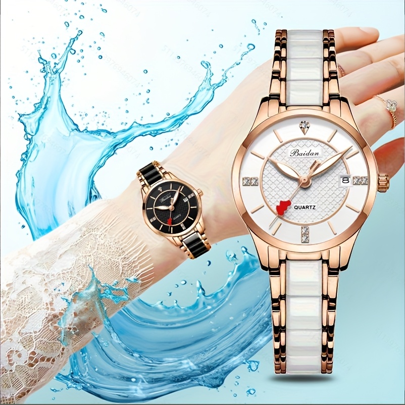 Fashionable ladies ceramic waterproof quartz watch