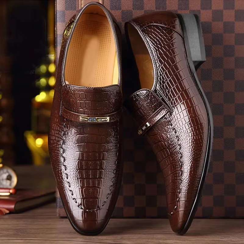 British style business formal men's leather shoes, breathable cowhide pointed leather shoes