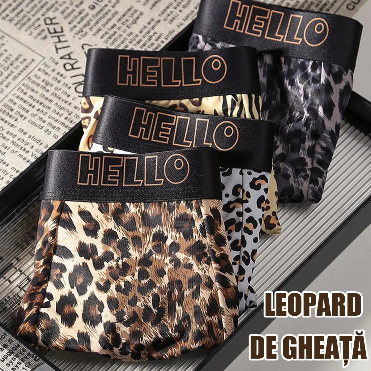 Glacial silk men's comfortable leopard print breathable fashionable quick-drying underwear