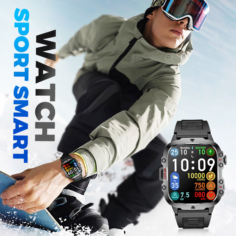 Waterproofing Ultimate Outdoor Companion- Rugged Outdoor Smart Watch - 100+ Sports Modes