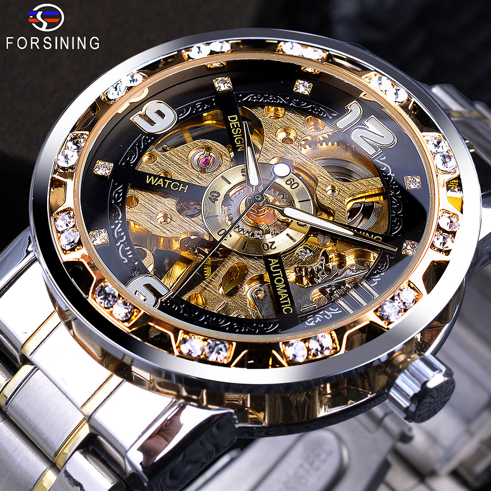 ✅Hot Sales 40% OFF⚡New genuine FORSINING watch, fashionable casual classic popular hollow-out rhinestone manual mechanical watch