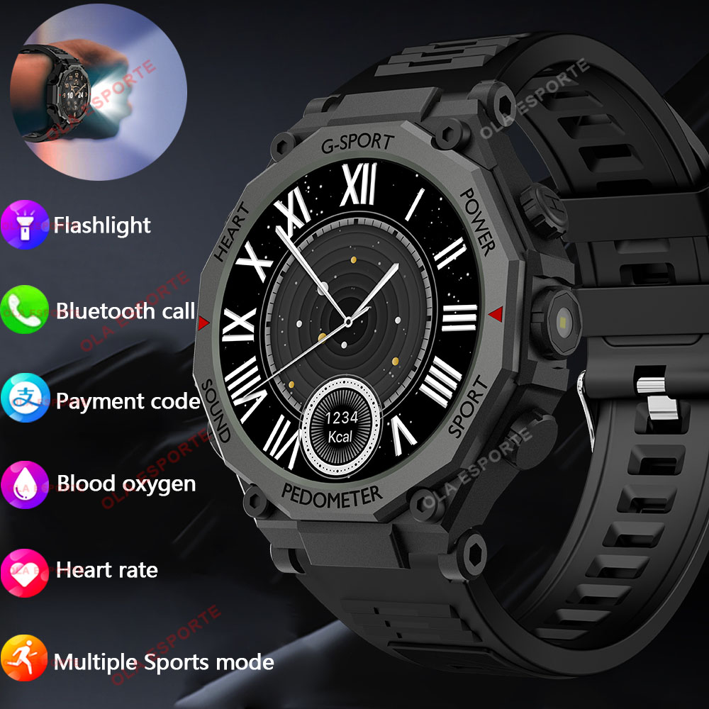 The 2025 new outdoor military smart LED flashlight sports and fitness watch
