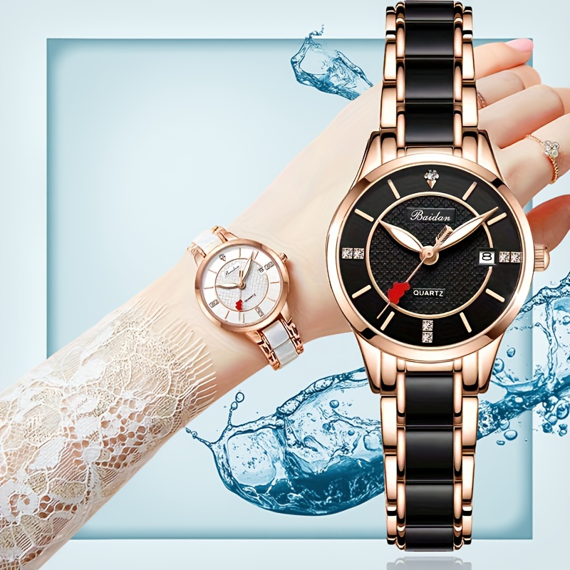 Fashionable ladies ceramic waterproof quartz watch