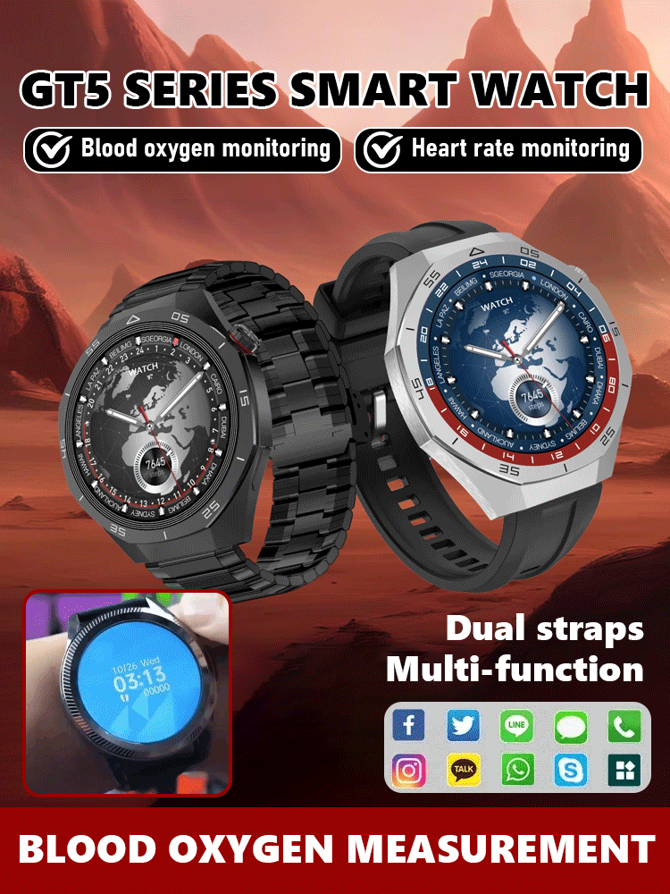 GT5 Pro Smart Blood Glucose Monitoring Watch-Stay healthy-measure blood sugar levels, heart rate, sleep quality and other general health