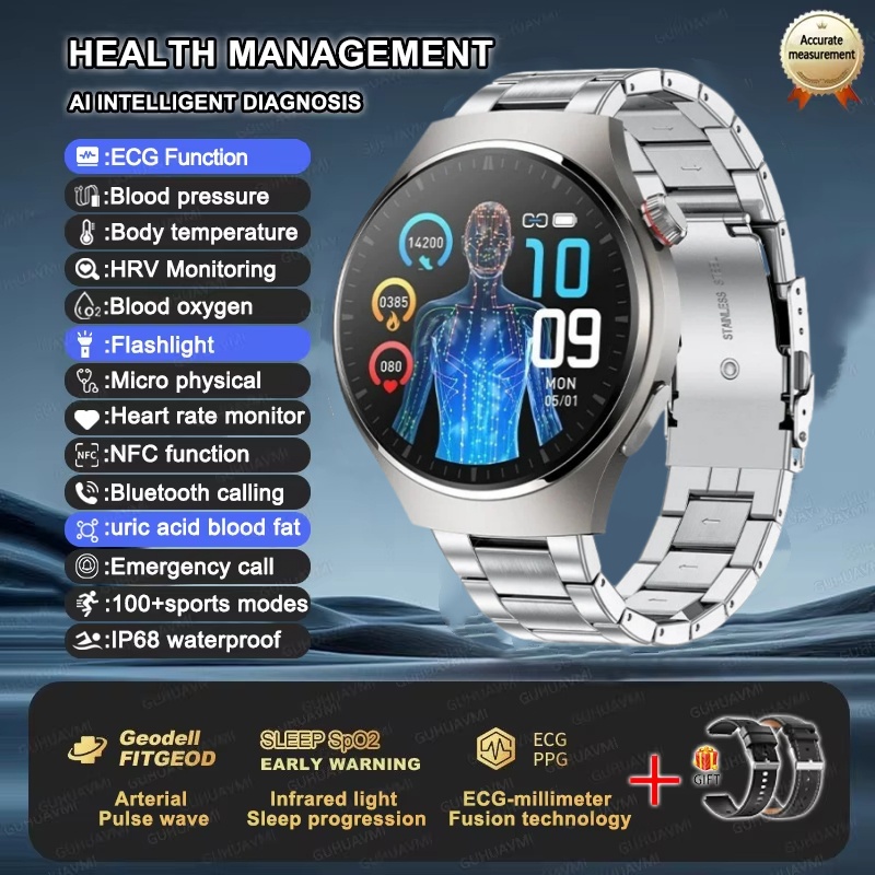 Painless Blood Glucose &amp; Oxygen Monitoring Latest Technology Health Smartwatch