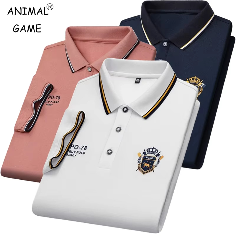 Men's Solid Color Business Lapel Polo Shirt