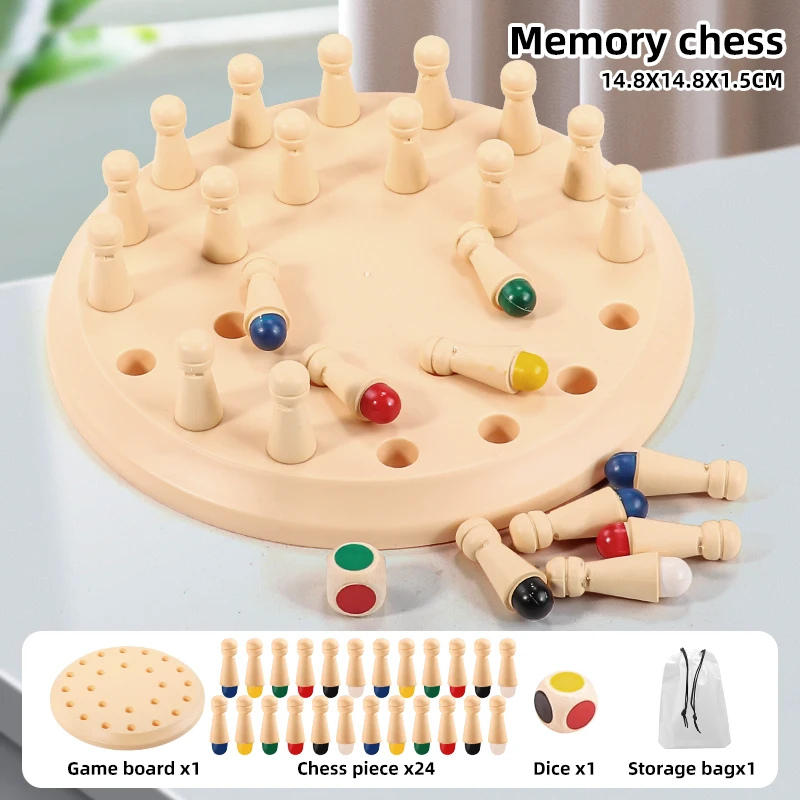 Wooden Memory Match Stick Chess Color Game Board Puzzles Montessori Educational Toy Cognitive Ability Learning Toys For Children