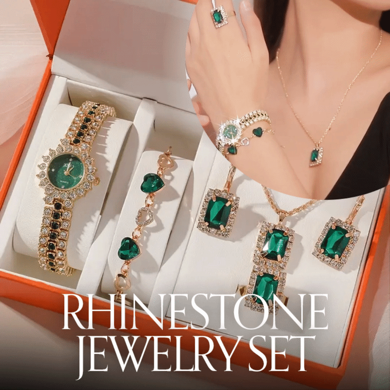 Stylish Rhinestone Women's Quartz Watch Jewelry Set (Earrings + Necklace)