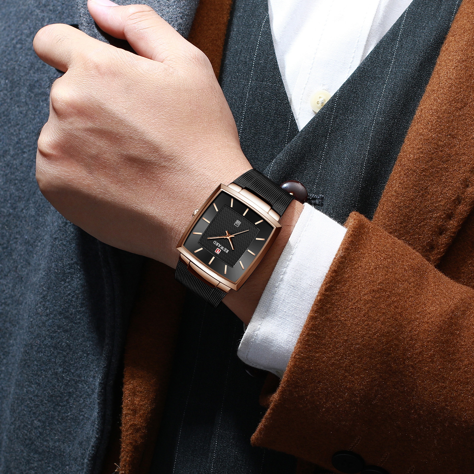 REWARD Fashion Men's Watch New Top Luxury Brand Waterproof Stainless Steel Quartz Watch