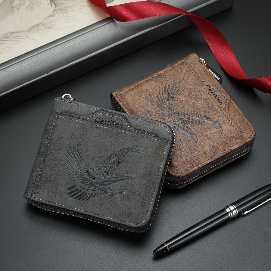 CARRKEN Multifunctional Men's Wallet—Vintage Eagle Embossed Design