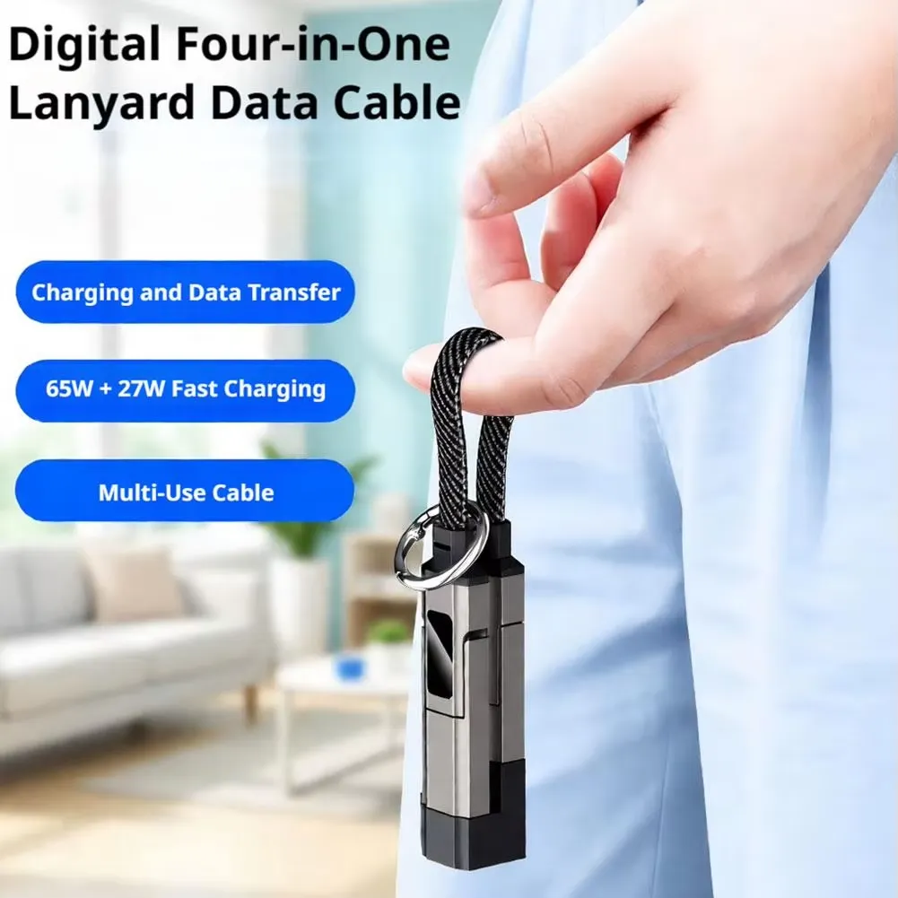 4-In-1 Digital Display Keychain Charging Cable