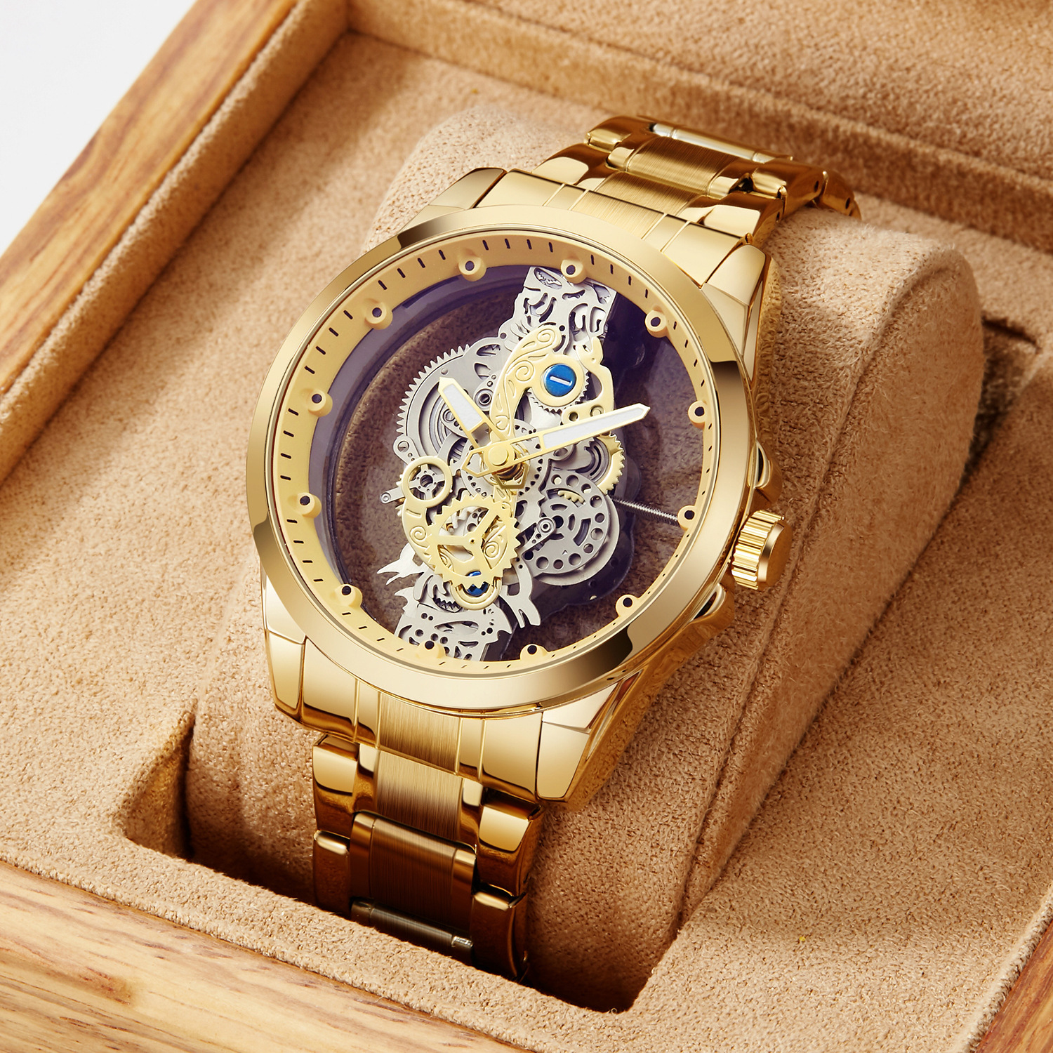 Stylish Skeleton Automatic Mechanical Luminous Waterproof Watch