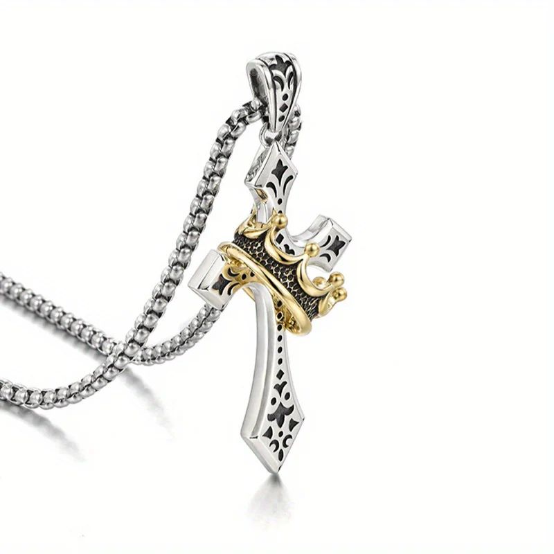 Kingdom Cross &amp; Crown Pendant – A Symbol of Faith, Protection &amp; God's Kingdom, Handcrafted for Believers Who Wear Their Faith with Pride ??✨