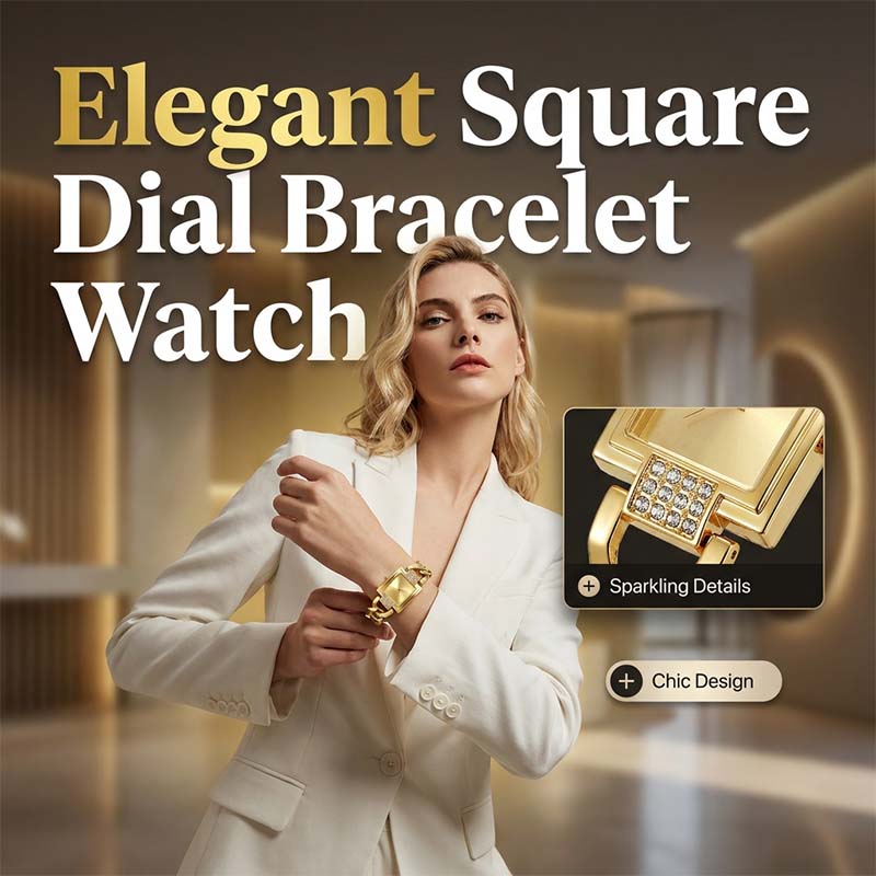 Limited-time 50% off! Women's square rhinestone bracelet watch