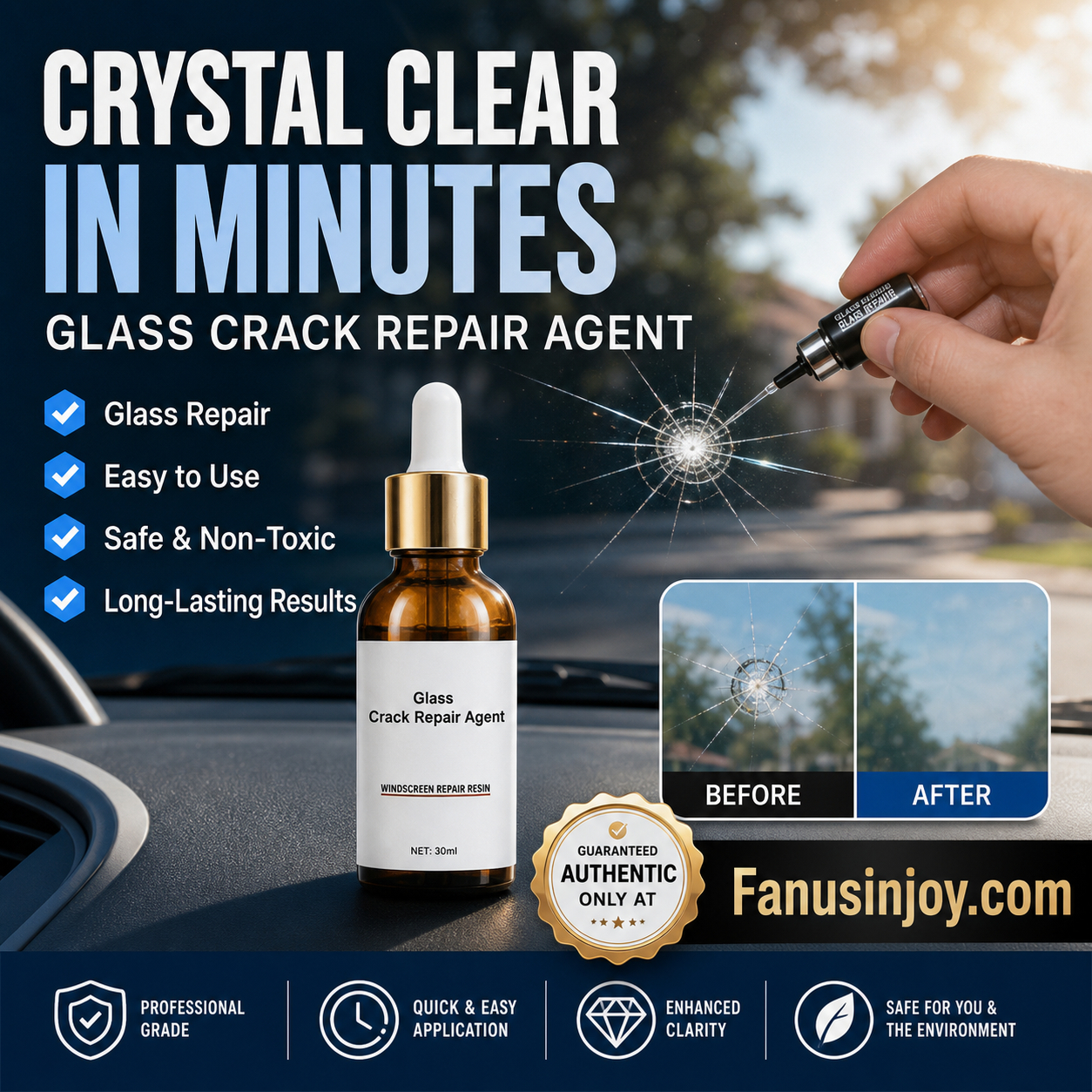 Professional Windshield Glass Crack Repair Agent