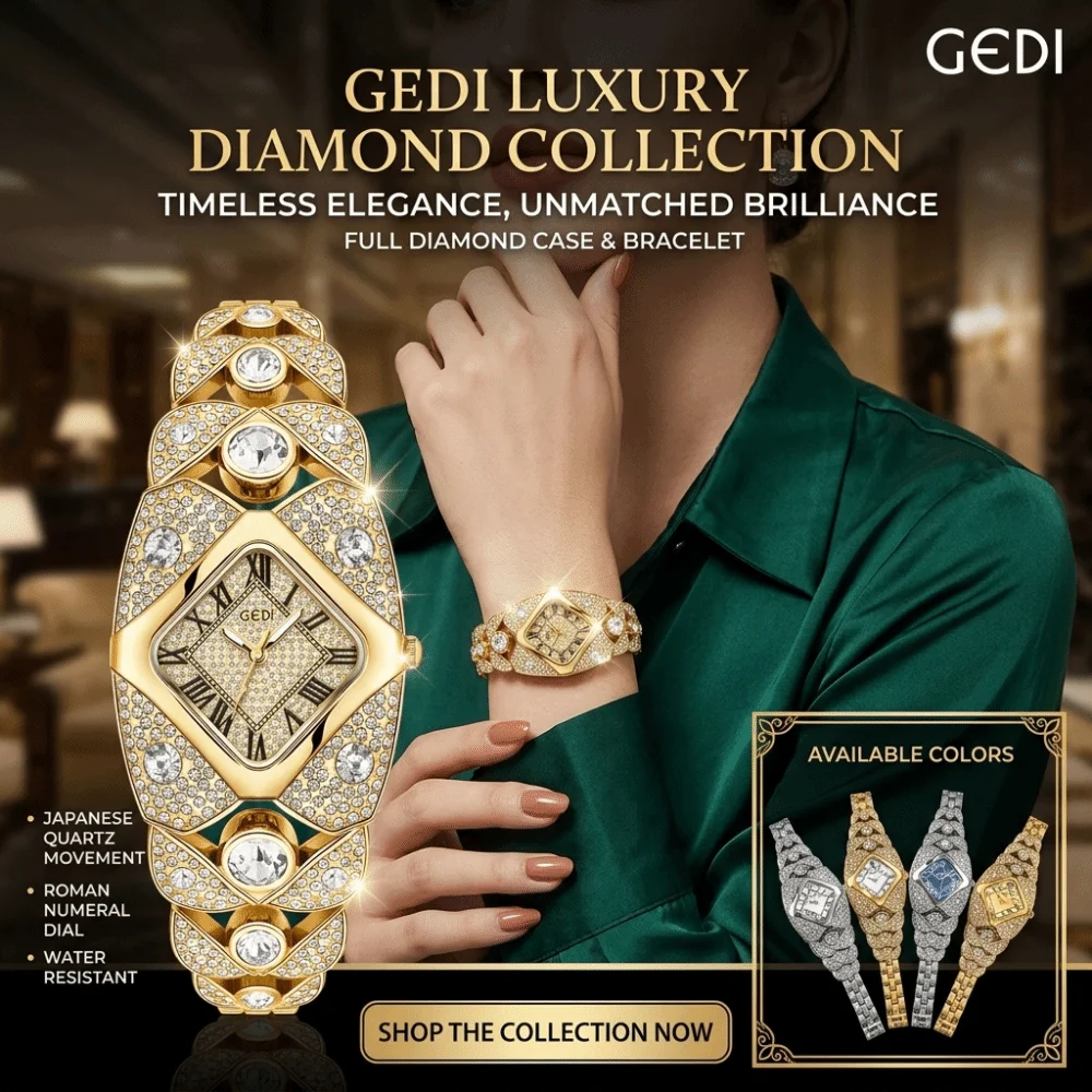 Women's Retro Quartz Watch with Sparkling Rhinestones