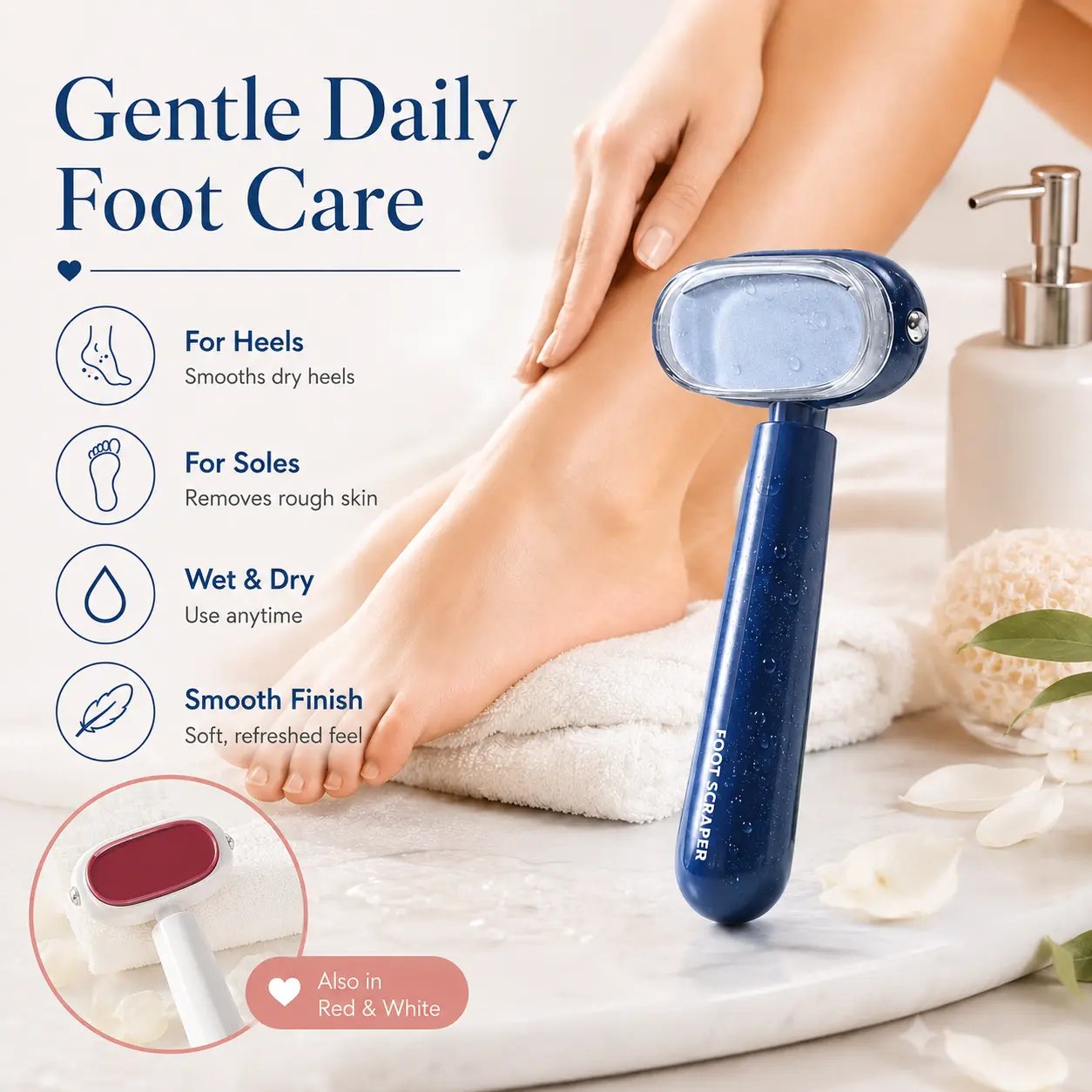 Dual‐Sided Foot Callus Remover, Replaceable Stainless Steel Blade Foot Scraper