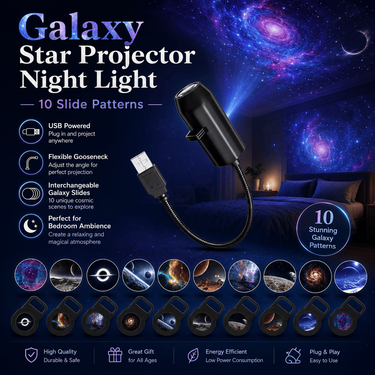 Plug-and-Play HD Star Projector