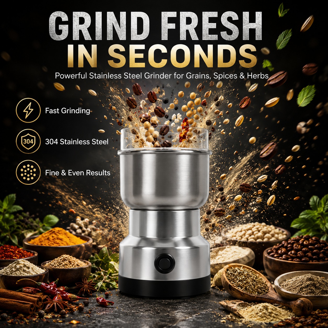 High-Speed Stainless SteelGrain Grinder